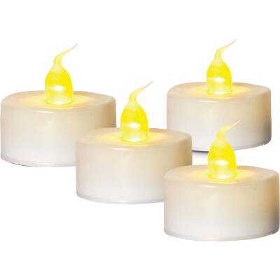 J Hofert 1.5 In. H. x 1.5 In. Dia. White Plastic LED Tea Light Flameless Candle (4-Pack)